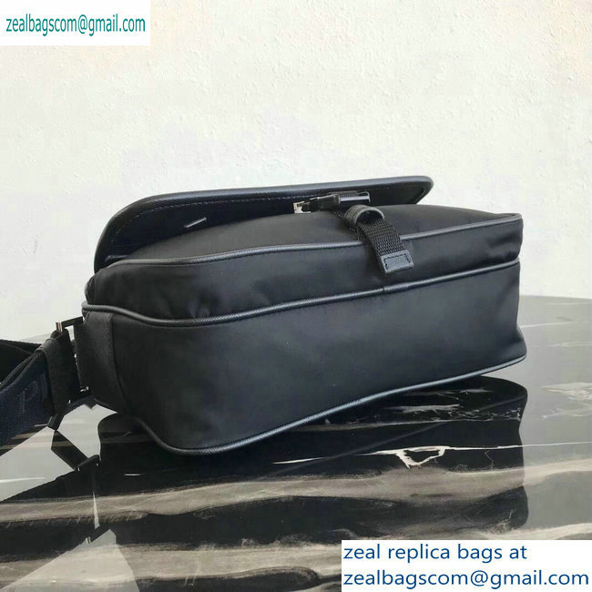 Prada Nylon and Saffiano Leather Shoulder Bag 2VH074 Black 2019