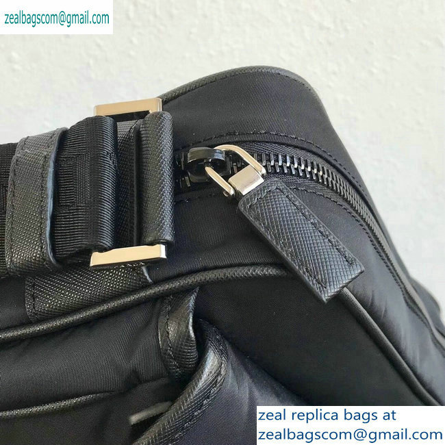 Prada Nylon and Saffiano Leather Shoulder Bag 2VH074 Black 2019