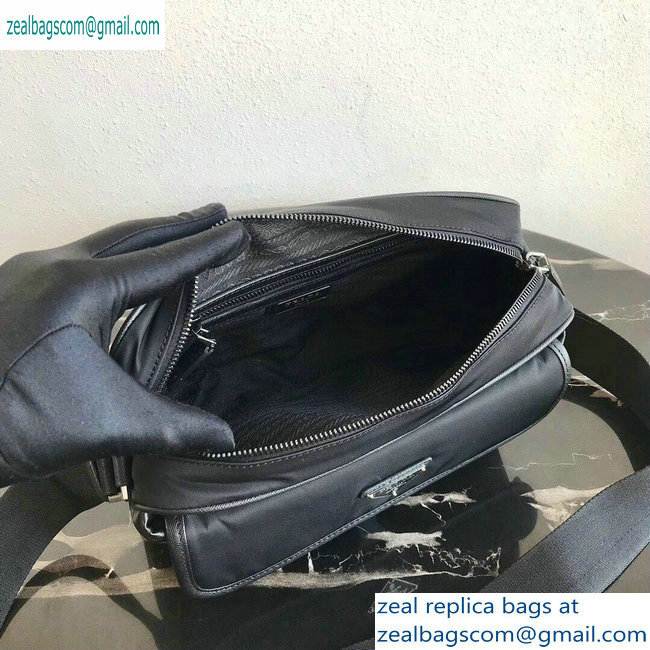 Prada Nylon and Saffiano Leather Shoulder Bag 2VH074 Black 2019