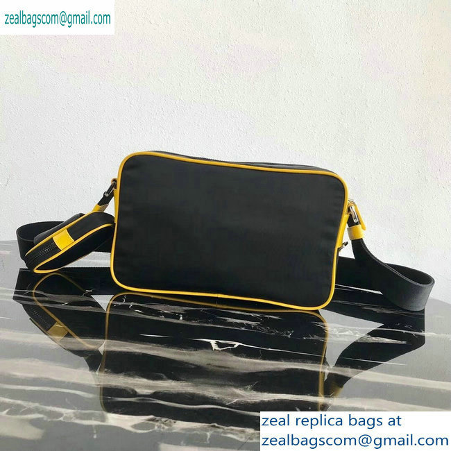 Prada Nylon and Saffiano Leather Shoulder Bag 2VH074 Gray/Yellow/Black 2019