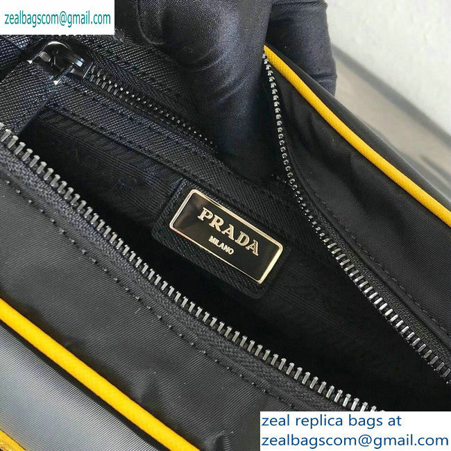 Prada Nylon and Saffiano Leather Shoulder Bag 2VH074 Gray/Yellow/Black 2019