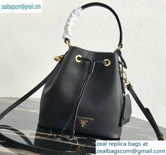 Prada Saffiano Leather Bucket Bag 1BZ032 Black