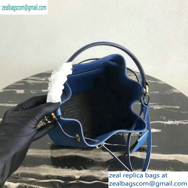 Prada Saffiano Leather Bucket Bag 1BZ032 Blue