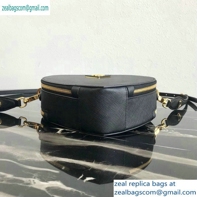 Prada Saffiano Leather Heart Odette Bag 1BH144 Black 2019