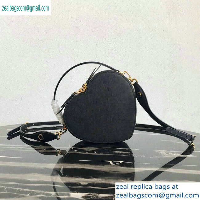 Prada Saffiano Leather Heart Odette Bag 1BH144 Black 2019