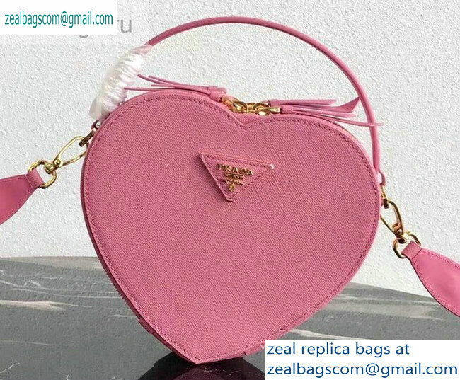 Prada Saffiano Leather Heart Odette Bag 1BH144 Pink 2019 - Click Image to Close