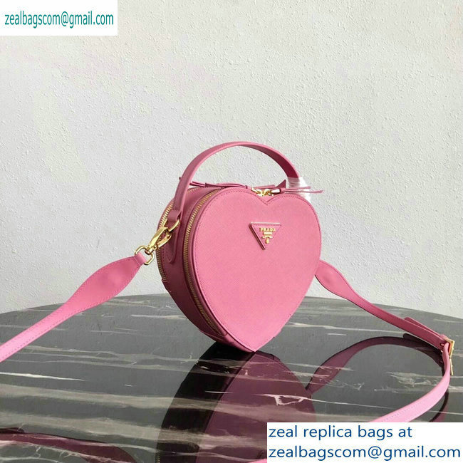 Prada Saffiano Leather Heart Odette Bag 1BH144 Pink 2019