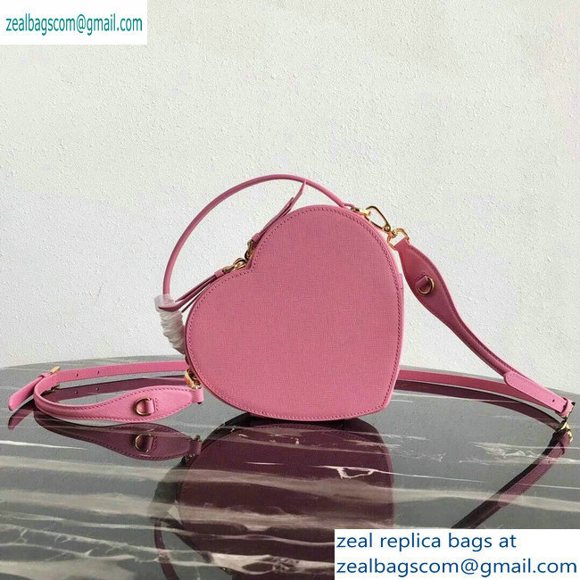 Prada Saffiano Leather Heart Odette Bag 1BH144 Pink 2019