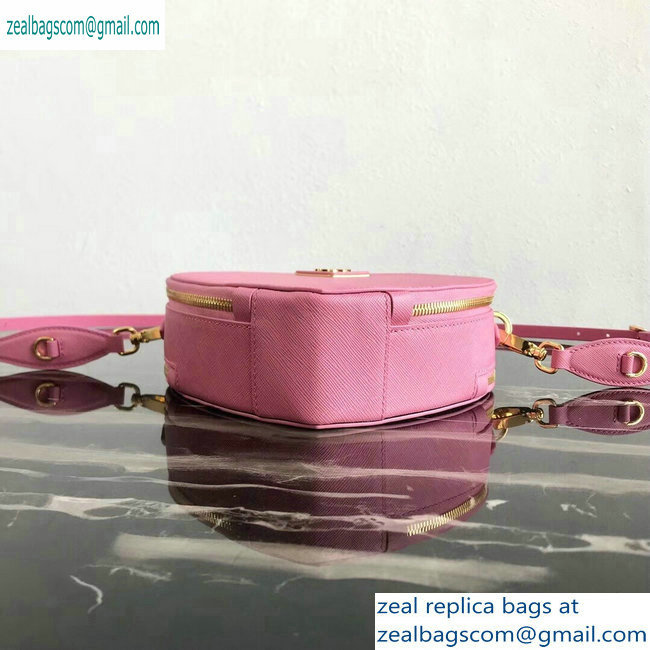 Prada Saffiano Leather Heart Odette Bag 1BH144 Pink 2019