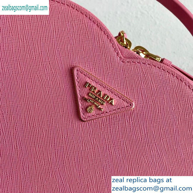 Prada Saffiano Leather Heart Odette Bag 1BH144 Pink 2019