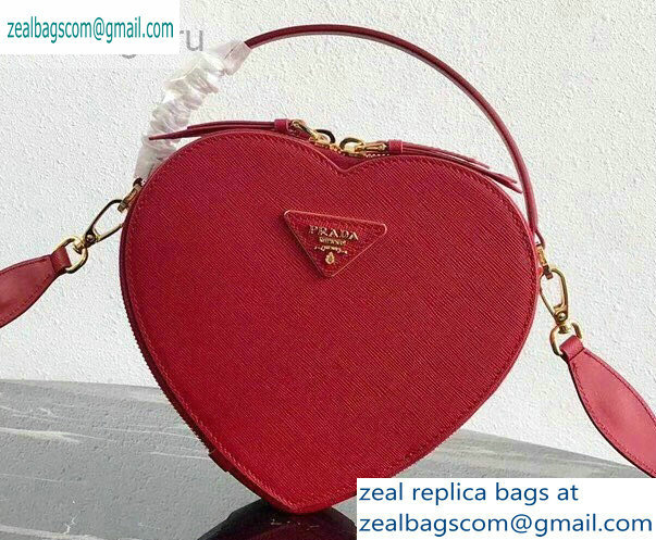 Prada Saffiano Leather Heart Odette Bag 1BH144 Red 2019