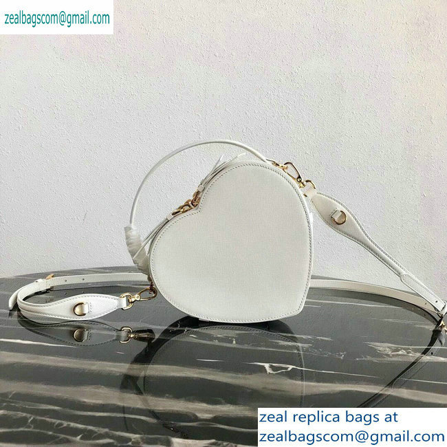 Prada Saffiano Leather Heart Odette Bag 1BH144 White 2019