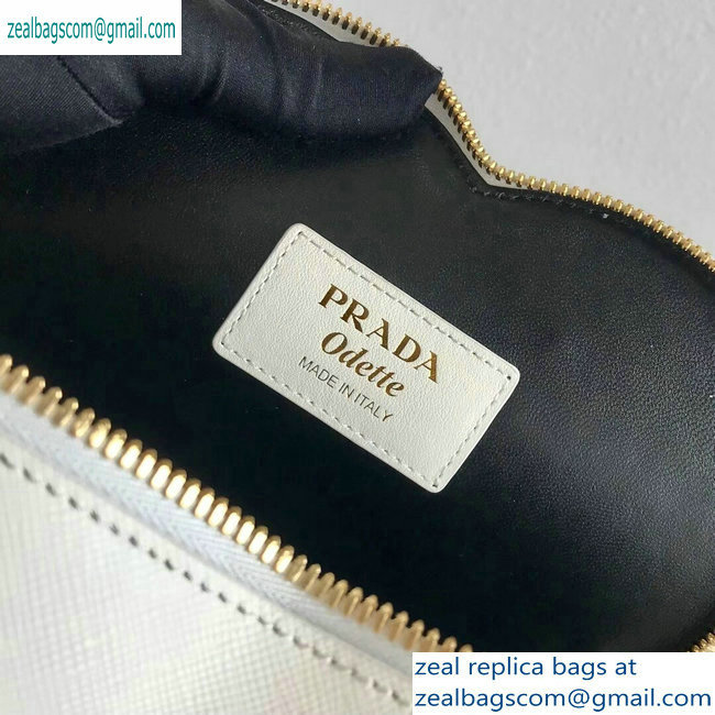 Prada Saffiano Leather Heart Odette Bag 1BH144 White 2019