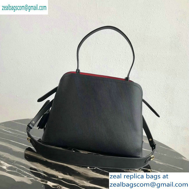 Prada Saffiano Leather Matinee Medium Handbag 1BA249 Black 2019 - Click Image to Close