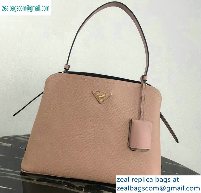 Prada Saffiano Leather Matinee Medium Handbag 1BA249 Nude 2019 - Click Image to Close