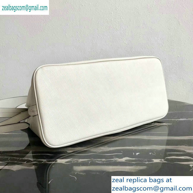 Prada Saffiano Leather Matinee Medium Handbag 1BA249 White 2019