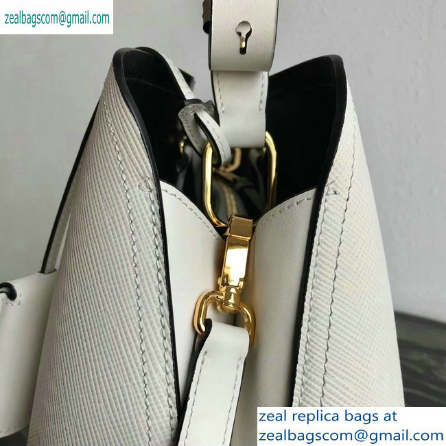 Prada Saffiano Leather Matinee Medium Handbag 1BA249 White 2019