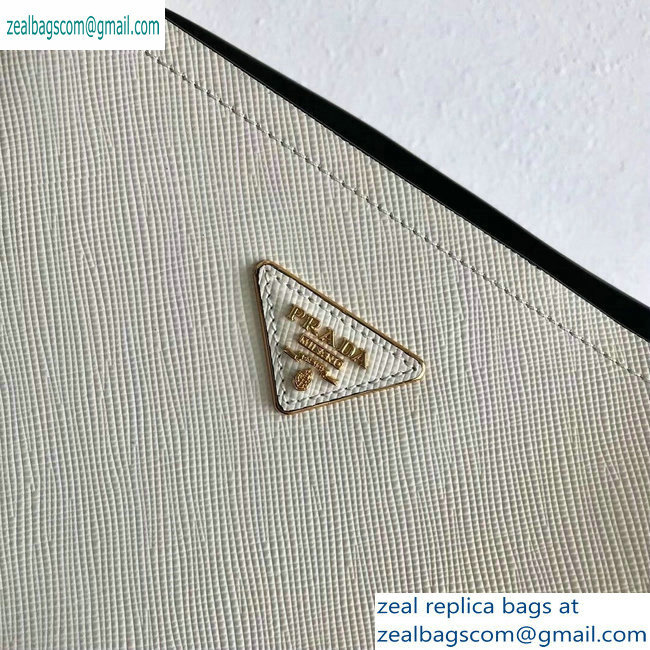 Prada Saffiano Leather Matinee Medium Handbag 1BA249 White 2019 - Click Image to Close