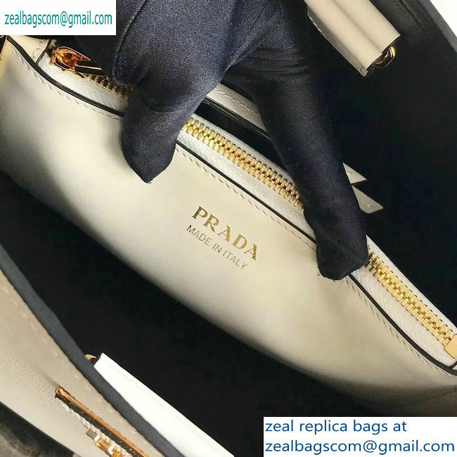 Prada Saffiano Leather Matinee Medium Handbag 1BA249 White 2019