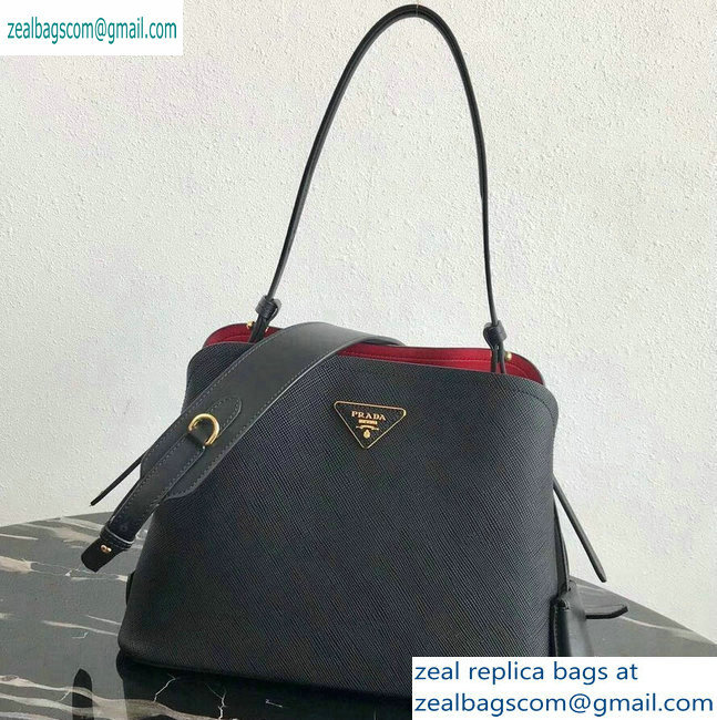 Prada Saffiano Leather Matinee Small Handbag 1BA251 Black 2019