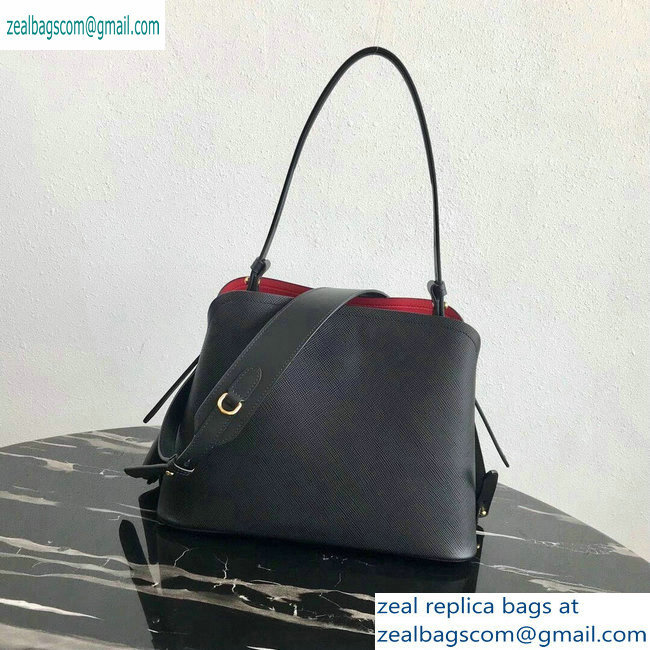 Prada Saffiano Leather Matinee Small Handbag 1BA251 Black 2019