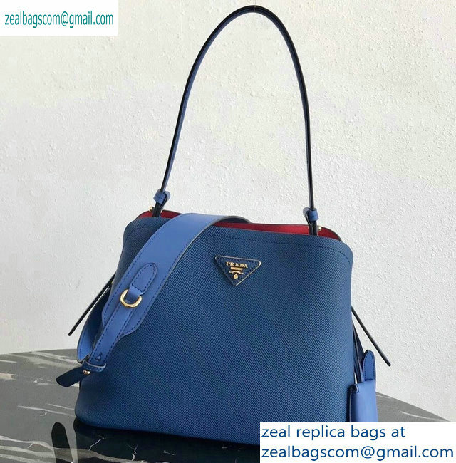 Prada Saffiano Leather Matinee Small Handbag 1BA251 Blue 2019