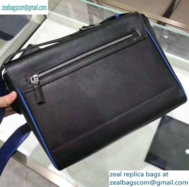 Prada Saffiano Leather Shoulder Bag 2VD018 Black/Blue 2019
