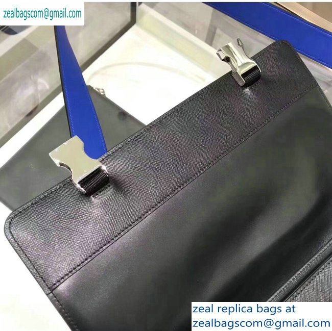 Prada Saffiano Leather Shoulder Bag 2VD018 Black/Blue 2019