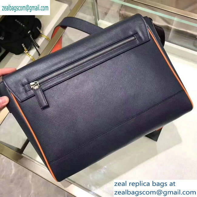 Prada Saffiano Leather Shoulder Bag 2VD018 Navy Blue/Orange 2019 - Click Image to Close