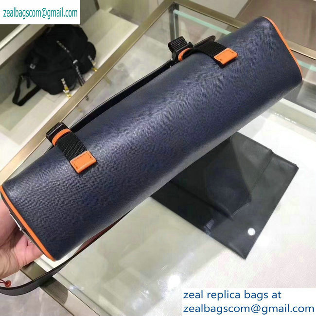 Prada Saffiano Leather Shoulder Bag 2VD018 Navy Blue/Orange 2019 - Click Image to Close