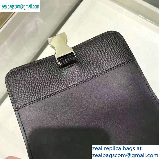 Prada Saffiano Leather Shoulder Bag 2VD019 Black/Blue 2019