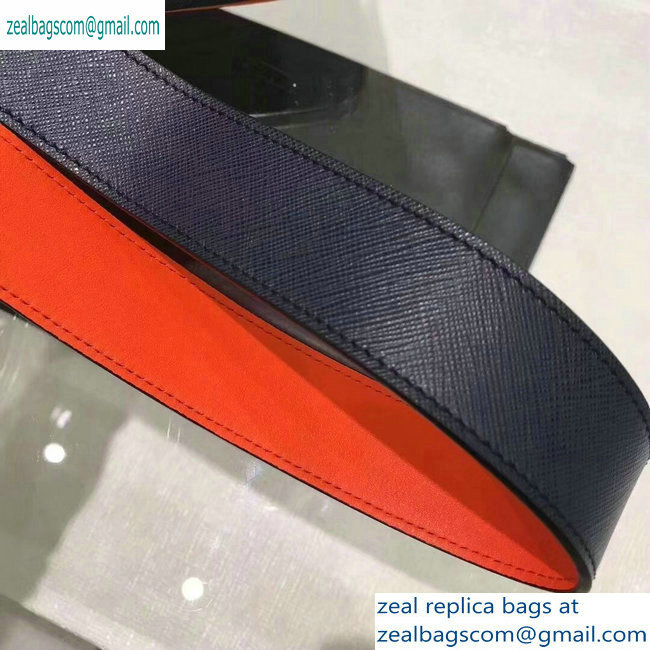Prada Saffiano Leather Shoulder Bag 2VD019 Navy Blue/Orange 2019 - Click Image to Close