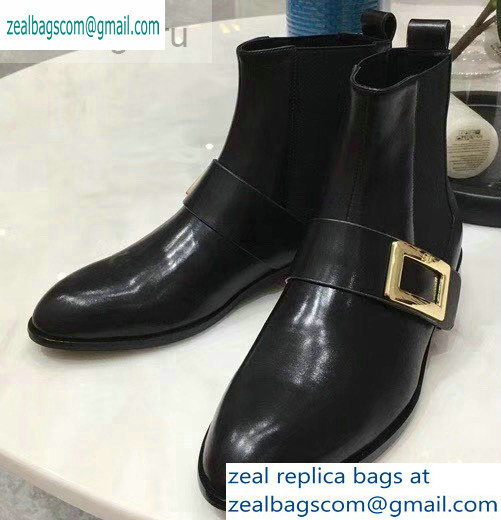 Roger Vivier Metal Buckle Ankle Boots Black 2019 - Click Image to Close