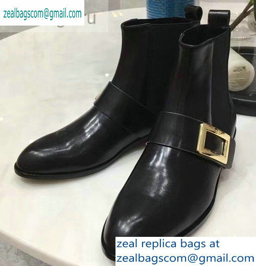 Roger Vivier Metal Buckle Ankle Boots Black 2019