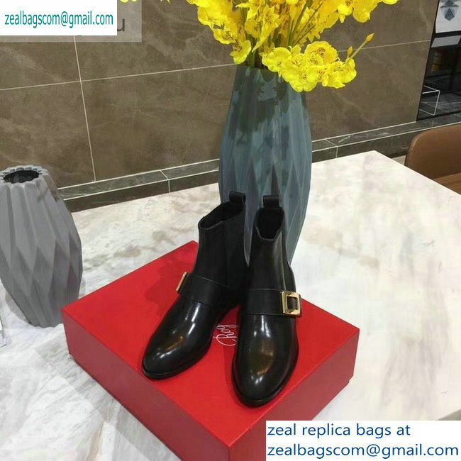 Roger Vivier Metal Buckle Ankle Boots Black 2019