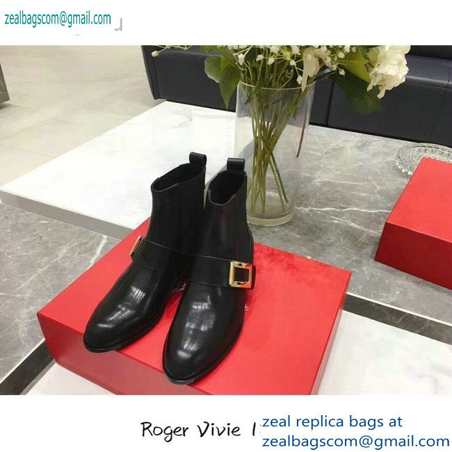 Roger Vivier Metal Buckle Ankle Boots Black 2019