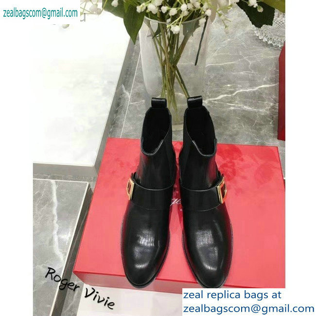 Roger Vivier Metal Buckle Ankle Boots Black 2019 - Click Image to Close