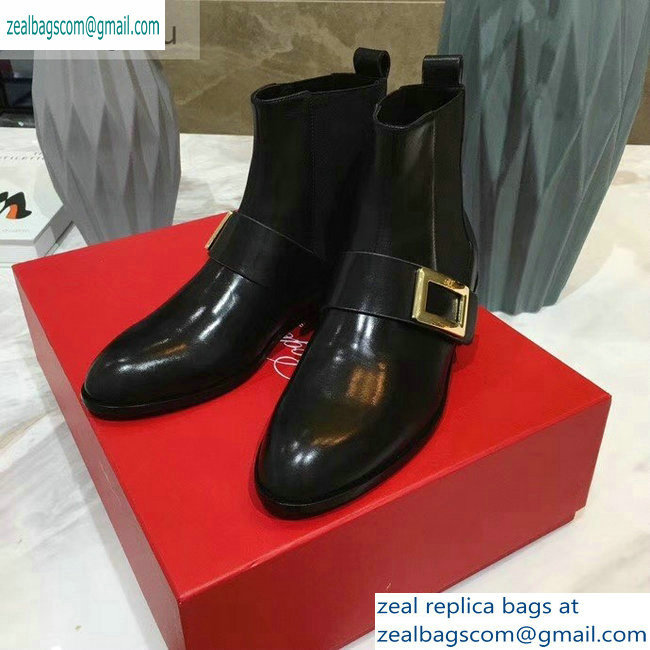 Roger Vivier Metal Buckle Ankle Boots Black 2019