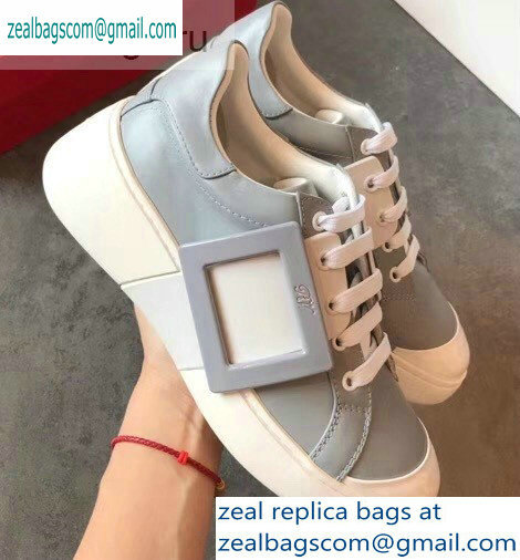 Roger Vivier Viv' Skate Lacquered Buckle Sneakers Gray 2019 - Click Image to Close