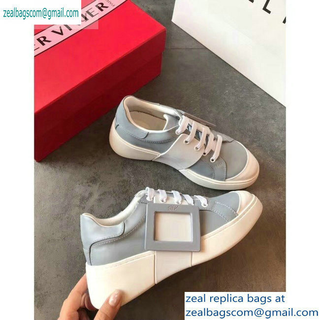 Roger Vivier Viv' Skate Lacquered Buckle Sneakers Gray 2019