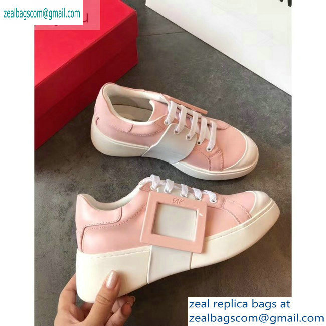 Roger Vivier Viv' Skate Lacquered Buckle Sneakers Pink 2019