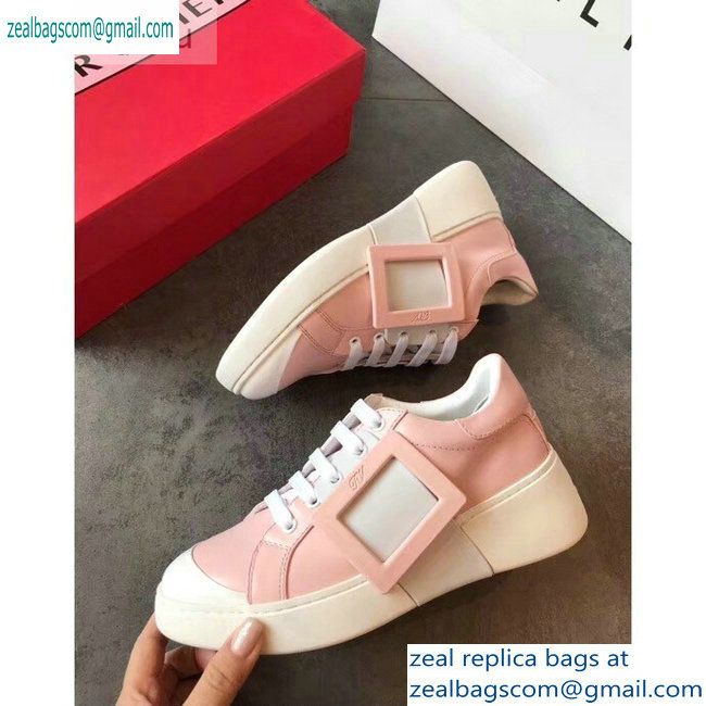 Roger Vivier Viv' Skate Lacquered Buckle Sneakers Pink 2019