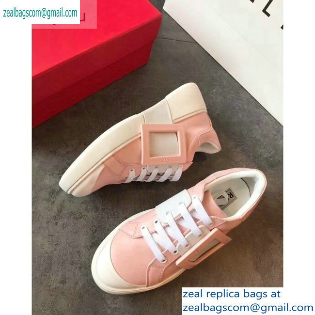 Roger Vivier Viv' Skate Lacquered Buckle Sneakers Pink 2019