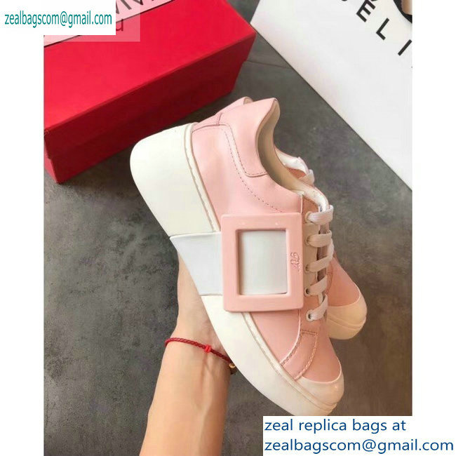 Roger Vivier Viv' Skate Lacquered Buckle Sneakers Pink 2019