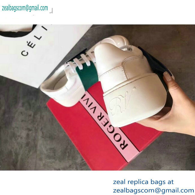 Roger Vivier Viv' Skate Lacquered Buckle Sneakers White/Green 2019 - Click Image to Close