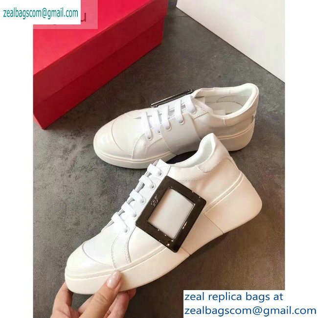 Roger Vivier Viv' Skate Metal Buckle Sneakers White 2019 - Click Image to Close