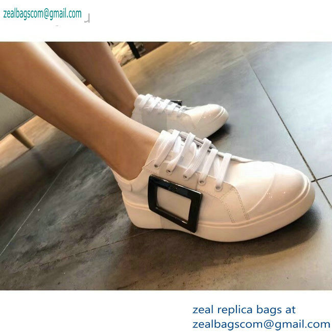 Roger Vivier Viv' Skate Metal Buckle Sneakers White 2019 - Click Image to Close