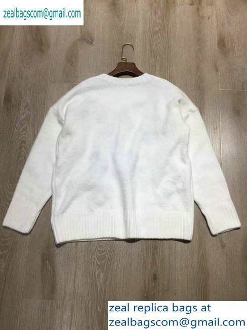 Saint Laurent Flower Knit Sweater White 2019 - Click Image to Close