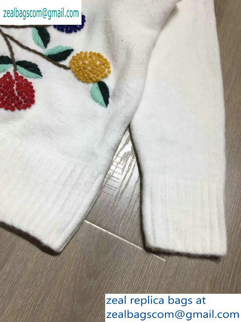Saint Laurent Flower Knit Sweater White 2019