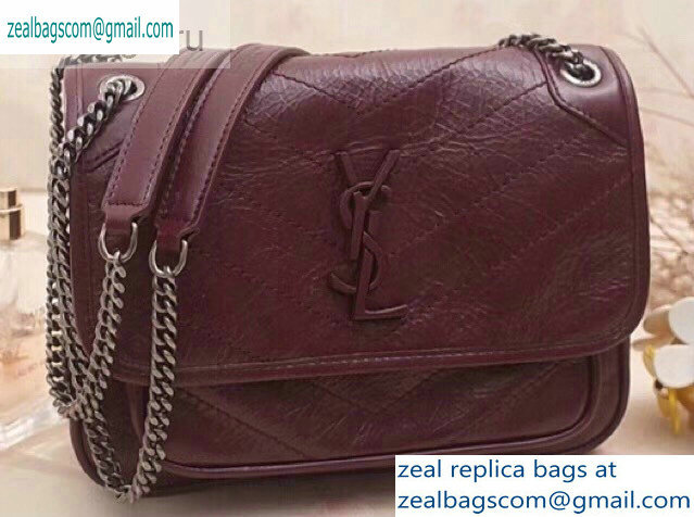 Saint Laurent Niki Baby Bag in Vintage Leather 533037 Burgundy - Click Image to Close